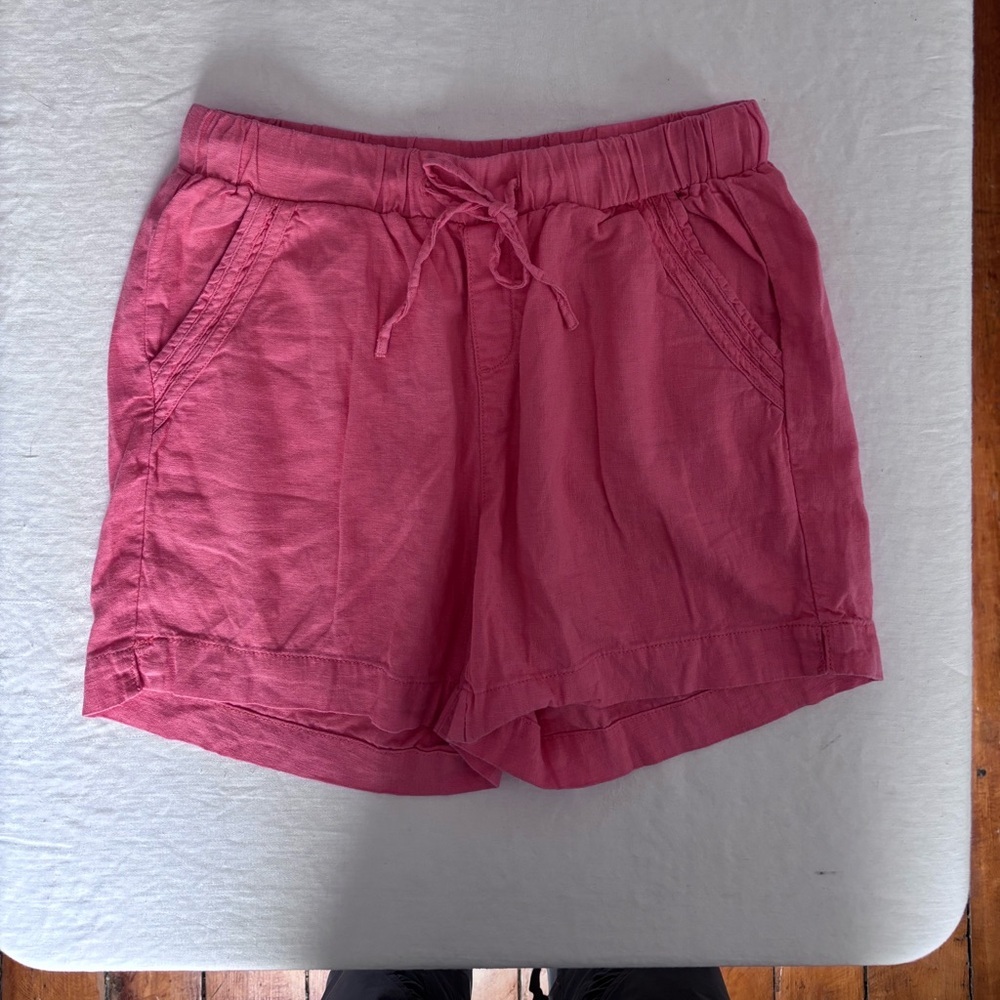 Women’s Briggs Linen Blend Elastic Waist/Tie Pockets Tangerine Size Small